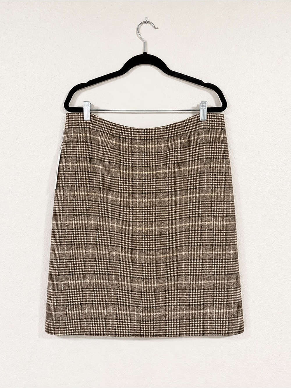 Plaid Pencil Skirt in Brown and Cream